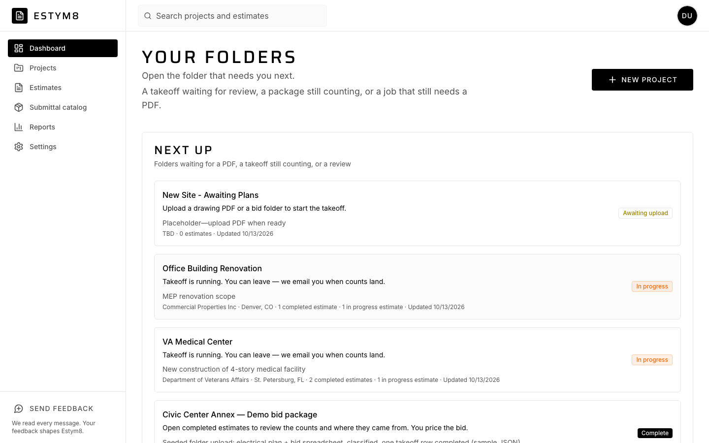 The project list